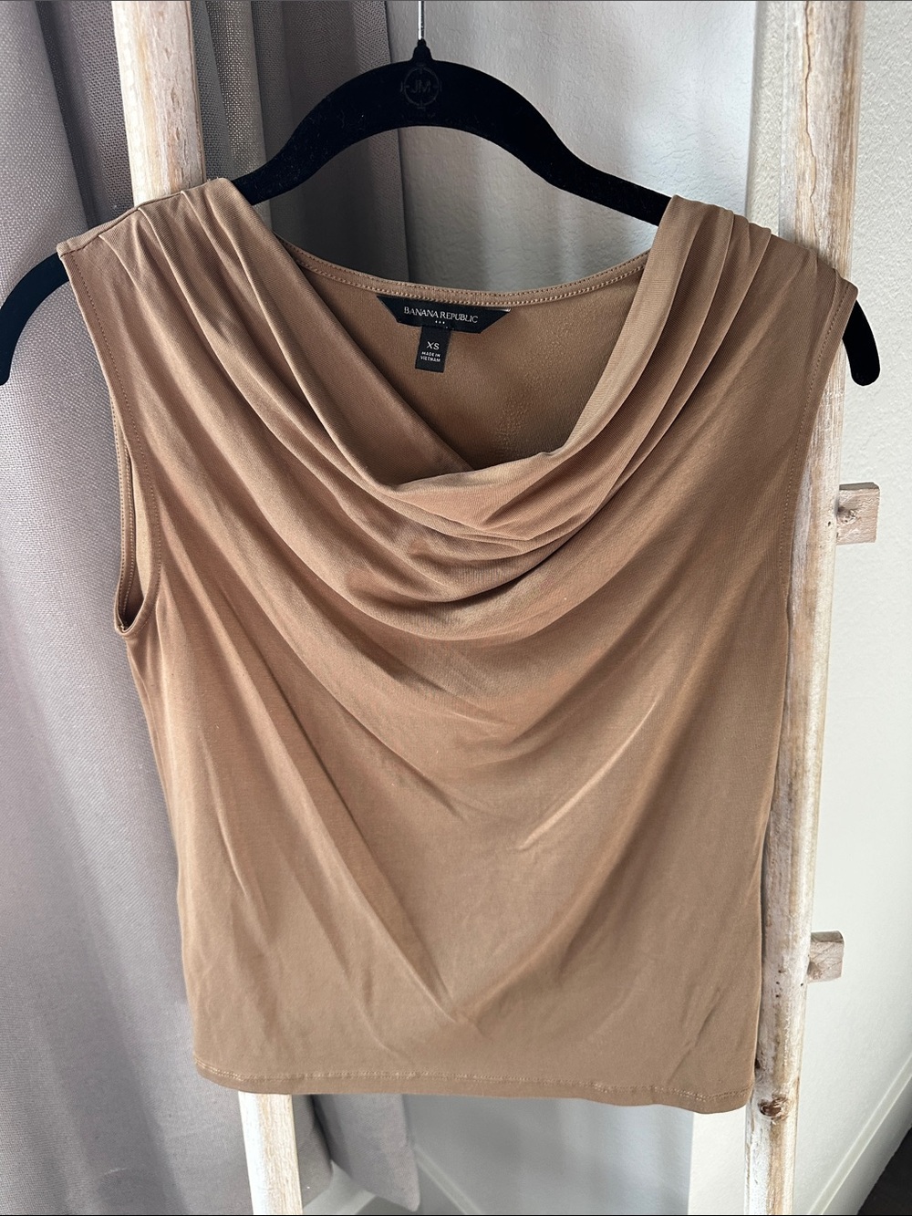 Banana Republic Sleeveless Draped Cowl Neck Top - Camel Brown